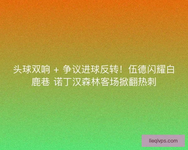 头球双响 + 争议进球反转！伍德闪耀白鹿巷 诺丁汉森林客场掀翻热刺