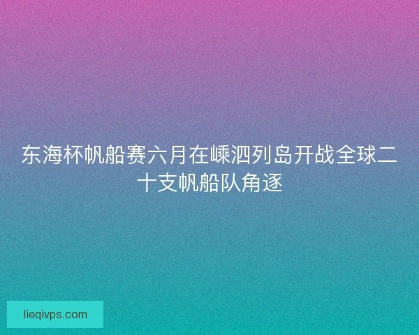 东海杯帆船赛六月在嵊泗列岛开战全球二十支帆船队角逐